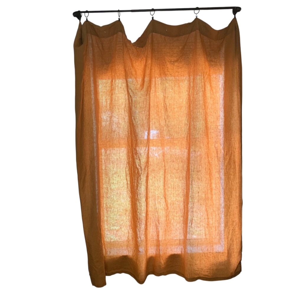 Crate and Barrel Brulle Brown European Flax Linen Shower Curtain 72x72